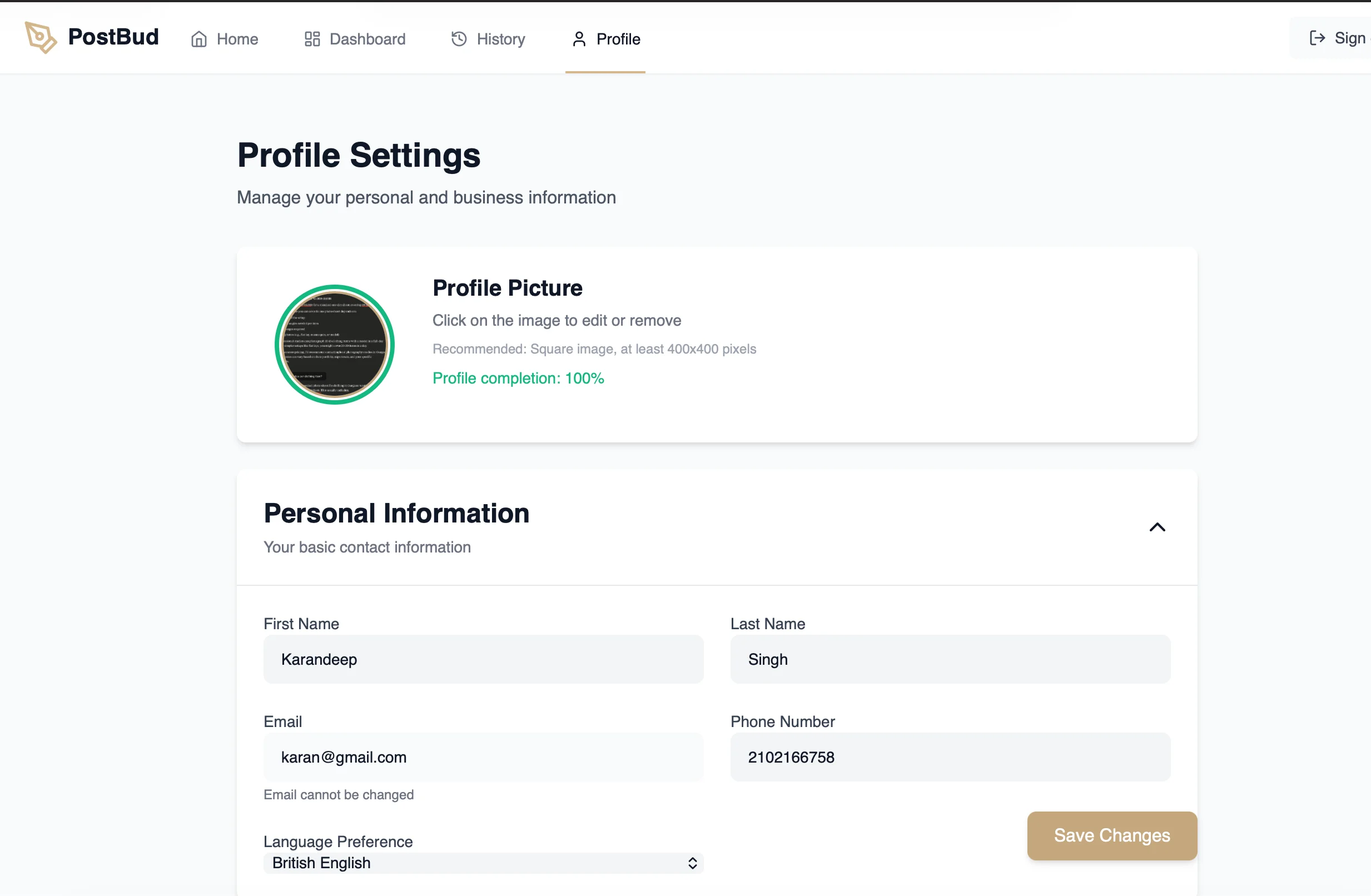 PostBud Profile